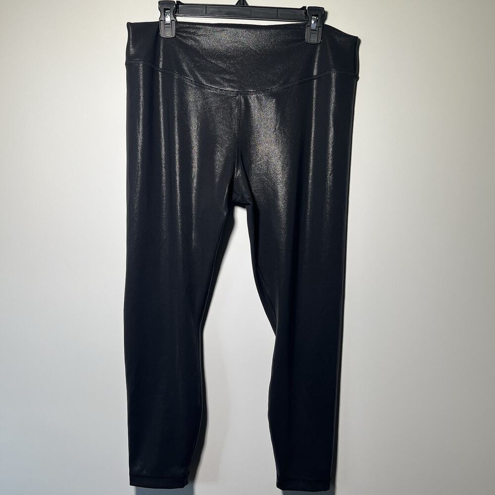 Lululemon Black Shiny Faux Leather Leggings Size 16 High Rise Glossy Pants
